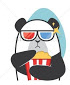 Cartoon panda watching a movie